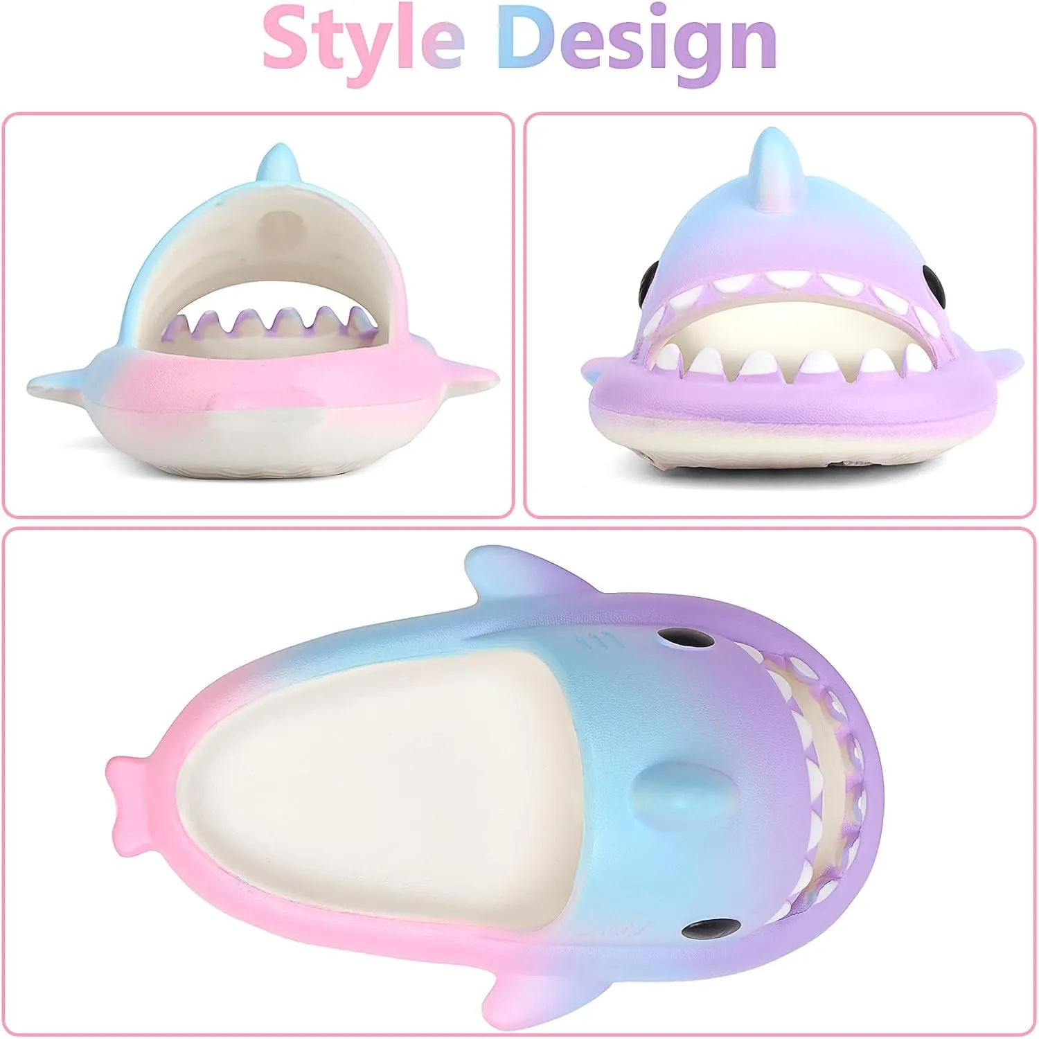 Kids Shark Cloud Slides | Toddler Boys Girls Shower Slippers | Boys Girls Cute Cartoon Fish Flip Flops | Beach Pool Home Sandals | Quick Dry Non-Slip