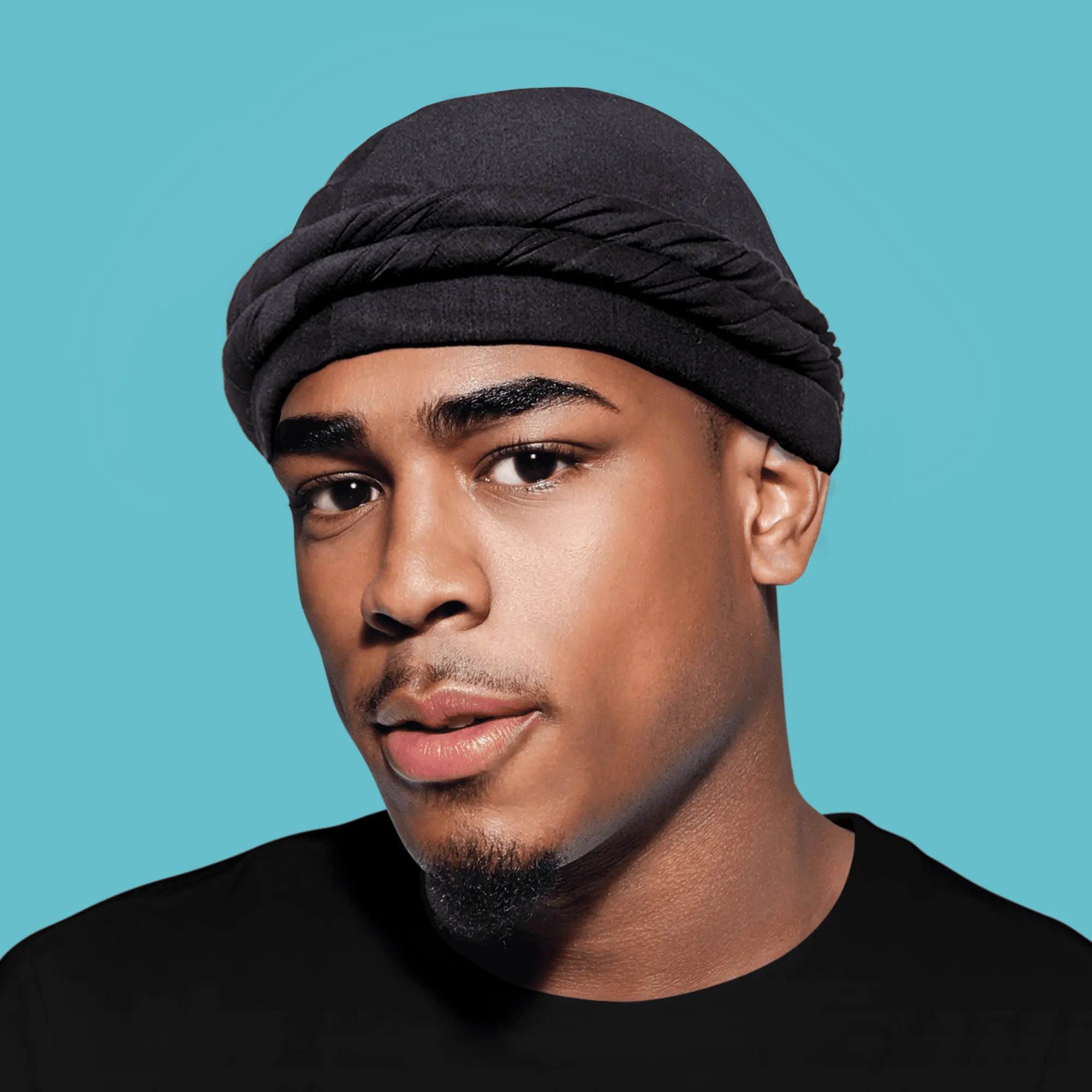 KISS Colors & Care Premium Satin-Lined Halo Turban & 2 Wave Cap, Black