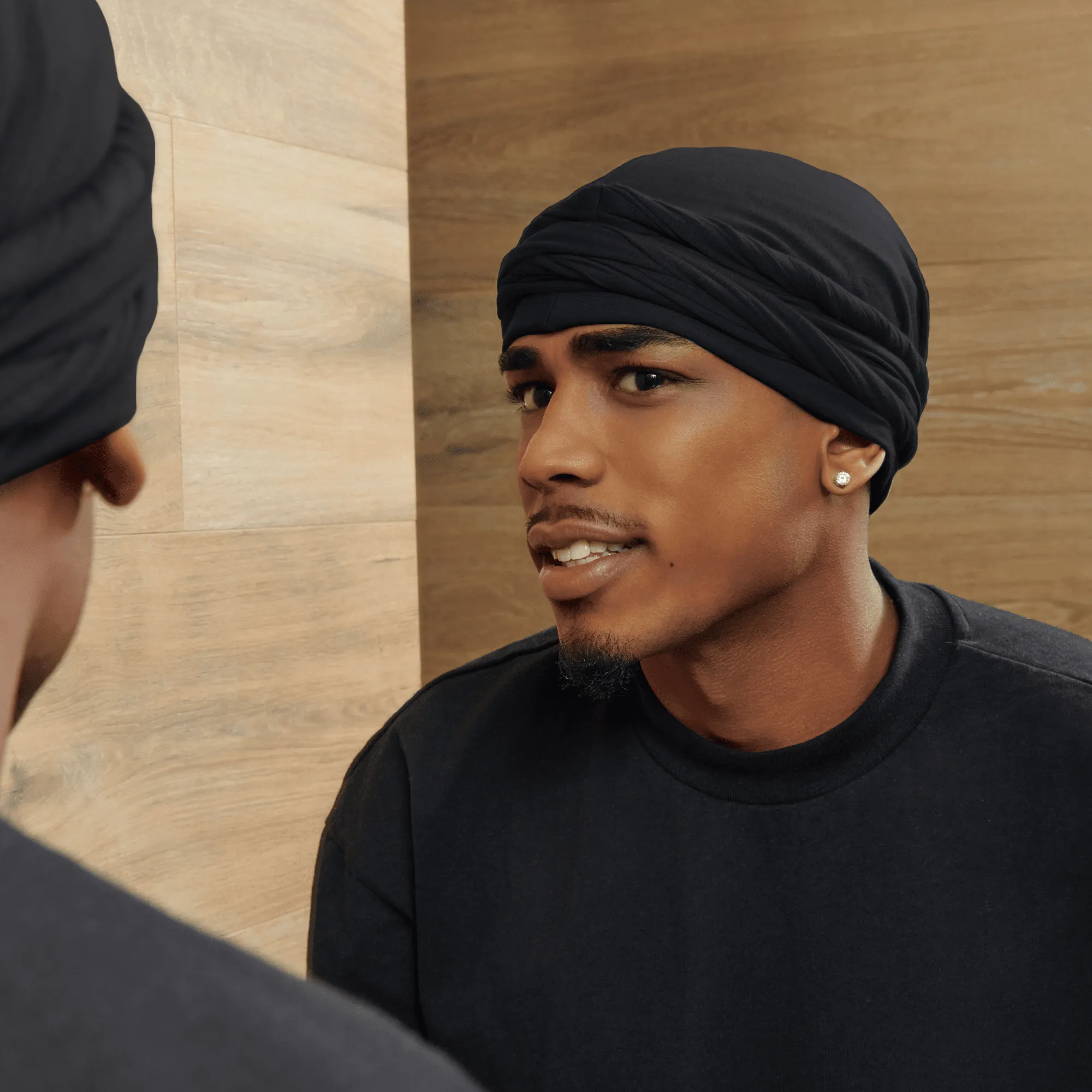 KISS Colors & Care Premium Satin-Lined Halo Turban & 2 Wave Cap, Black