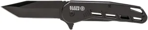 Klein Tools 44213 Folding Pocket Knife, EDC Knife, Black with Stainless Steel Tanto Blade, Bearing Assist Flipper Open, Belt Clip