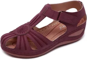 Ladies Sandals Flip Flops Slides for Women Summer Wedge Platform Hollow Post Toe Thongs Shoes with Adjustable Ankle Strap Size 6.5-11.5 US