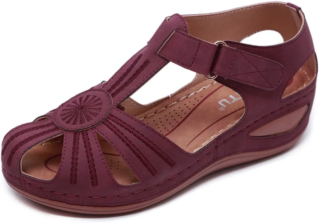 Ladies Sandals Flip Flops Slides for Women Summer Wedge Platform Hollow Post Toe Thongs Shoes with Adjustable Ankle Strap Size 6.5-11.5 US
