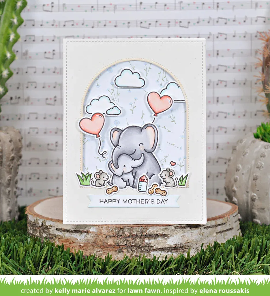 Lawn Fawn Clear Stamps & Dies Combo, Elephant Parade (LF3065 & LF3066)