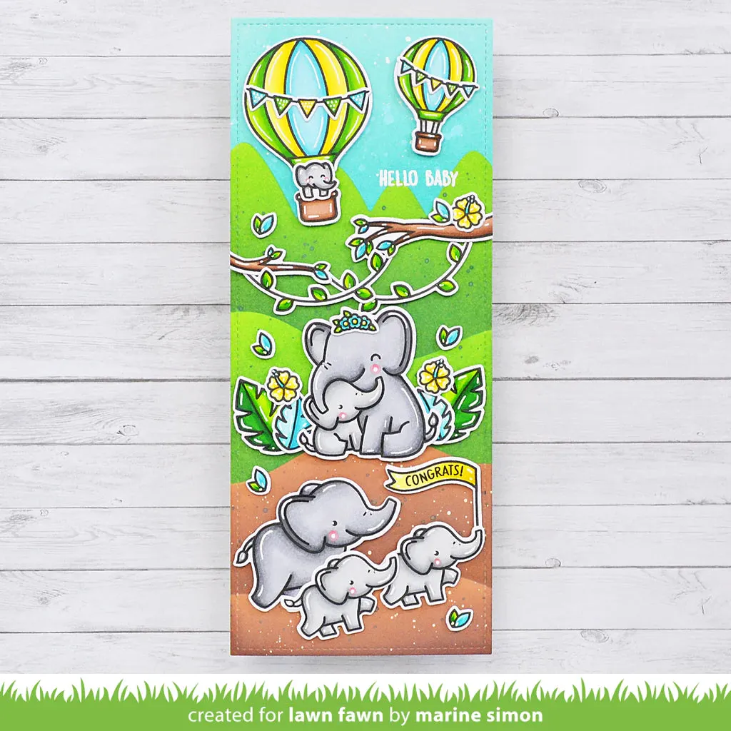 Lawn Fawn Clear Stamps & Dies Combo, Elephant Parade (LF3065 & LF3066)