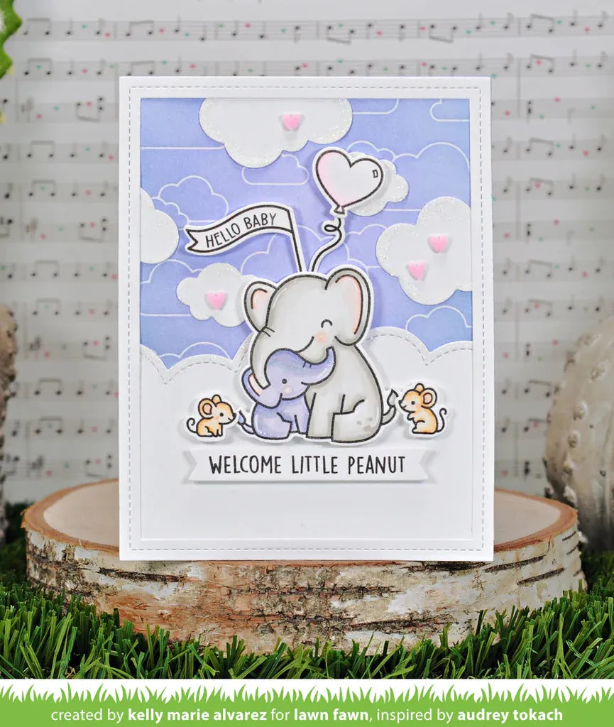 Lawn Fawn Clear Stamps & Dies Combo, Elephant Parade (LF3065 & LF3066)