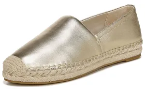 Leather Sam On Flats Edelman Toe Advanced Gold Cap Rounded Espadrilles Slip Worldwide shipping Karlita