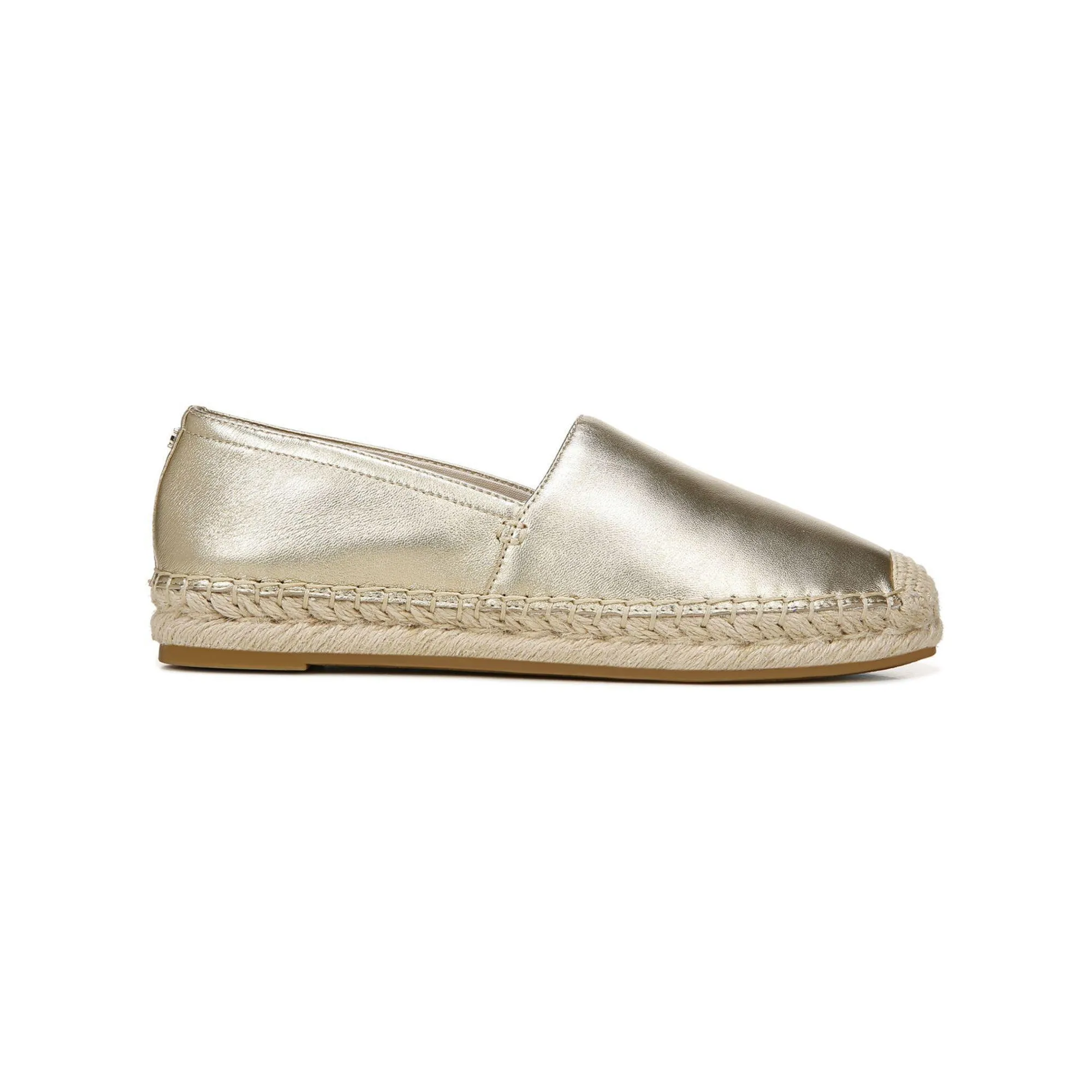 Leather Sam On Flats Edelman Toe Advanced Gold Cap Rounded Espadrilles Slip Worldwide shipping Karlita