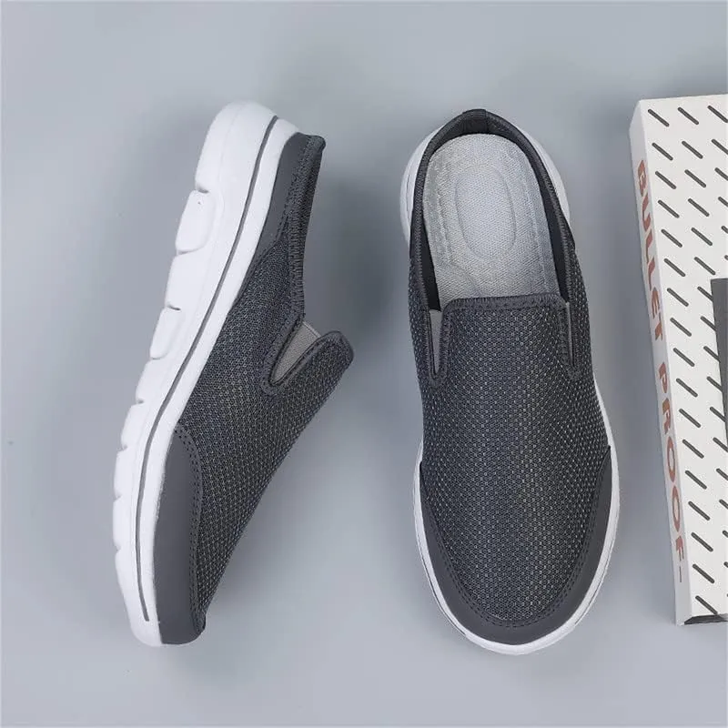 LLTMALL Mens Open Back Walking Sneaker Slippers Comfortable Mesh Knit Slip On Indoor Outdoor Mules