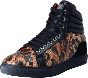 MCM Visetos Women's Jaguar Black Hi Top Fashion Sneakers Shoes US 5 IT 35;