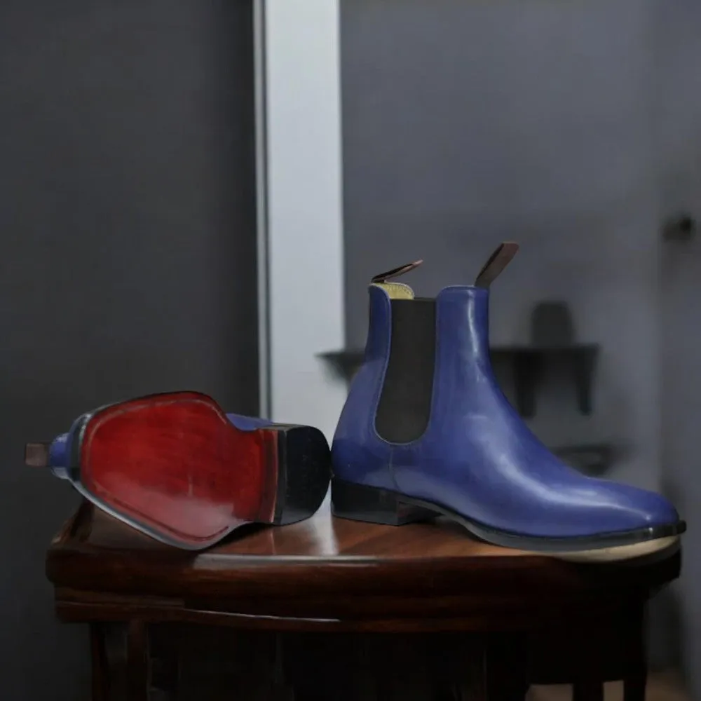 Men's Blue Chelsea Leather Boot