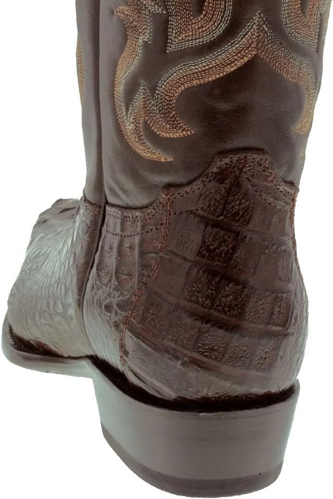 Mens Brown Real Crocodile Hornback Skin Cowboy Boots J Toe