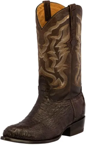 Mens Brown Real Crocodile Hornback Skin Cowboy Boots J Toe