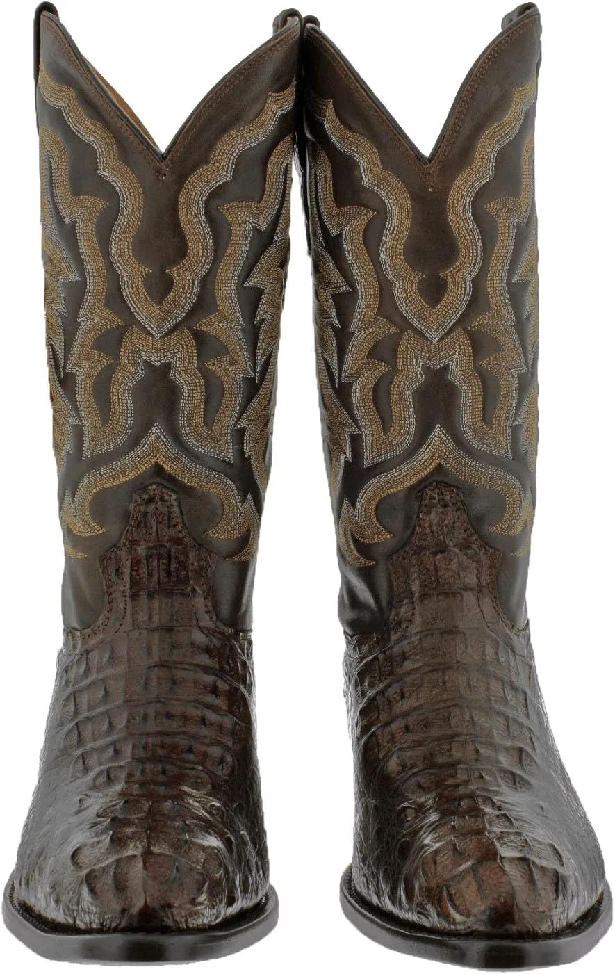 Mens Brown Real Crocodile Hornback Skin Cowboy Boots J Toe