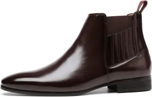 Men's Chelsea Boots Leather Classic Elastic Slip On Chukka Ankle Boots for Men