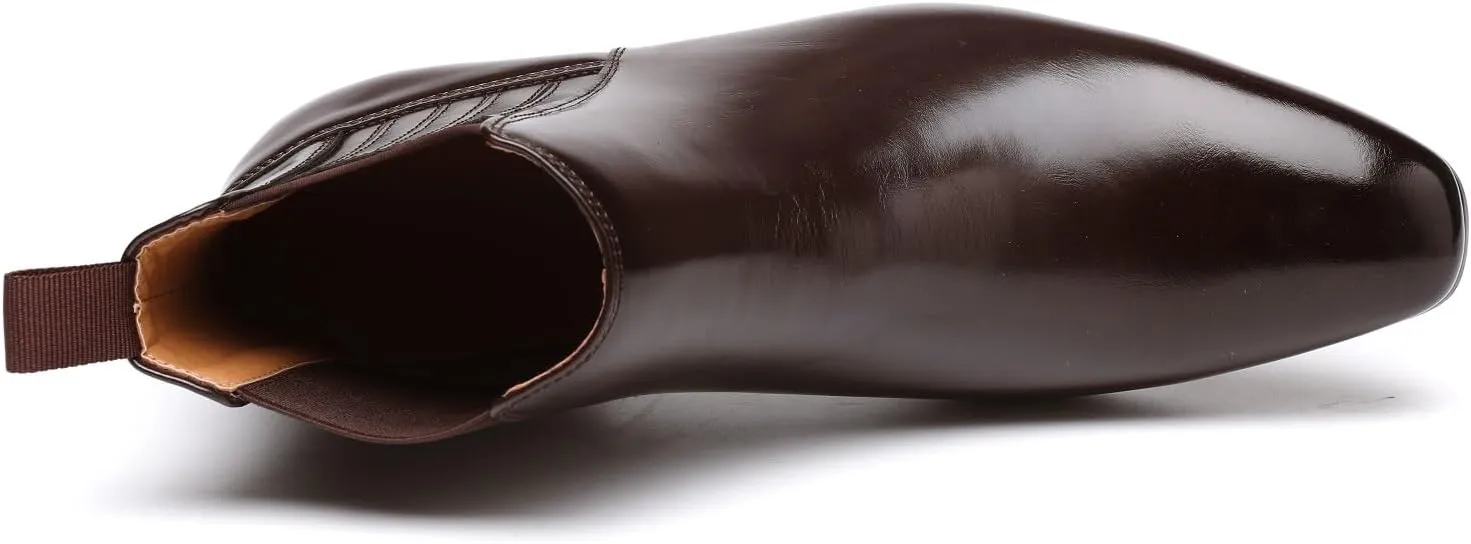 Men's Chelsea Boots Leather Classic Elastic Slip On Chukka Ankle Boots for Men