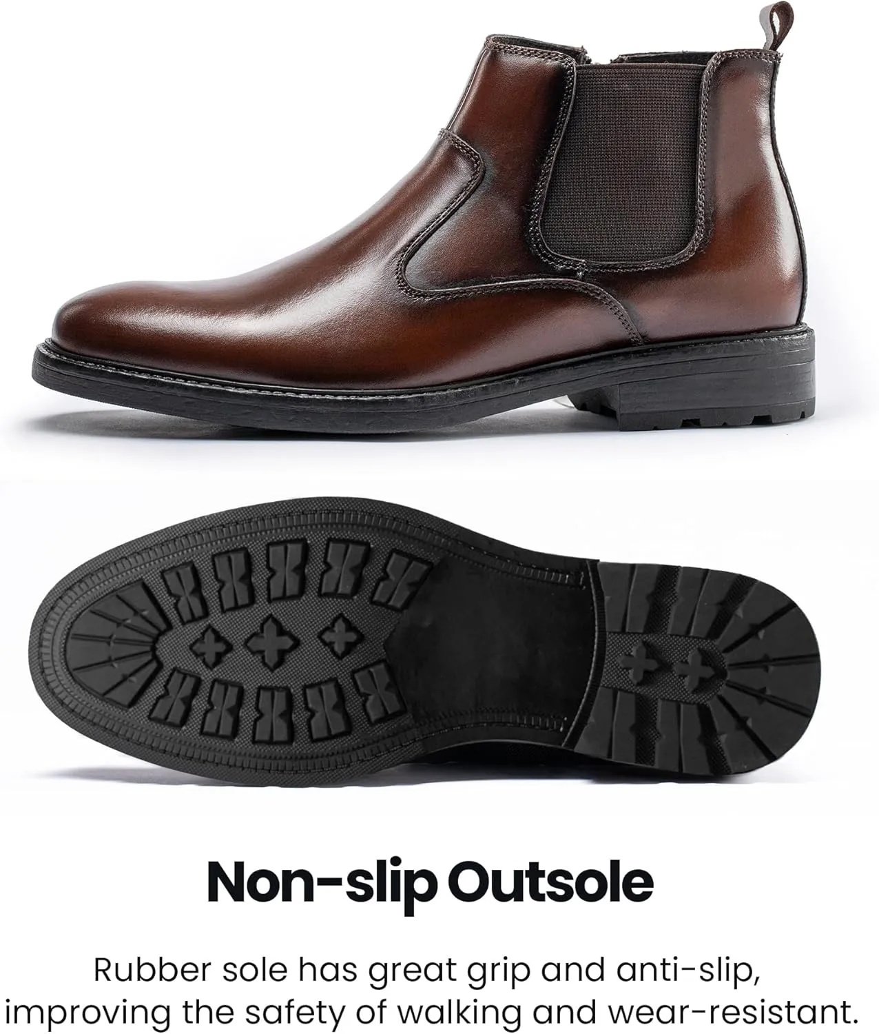 Mens Chelsea Dress Boots Classic Stylish Casual Leather Slip On Ankle Boot for Men