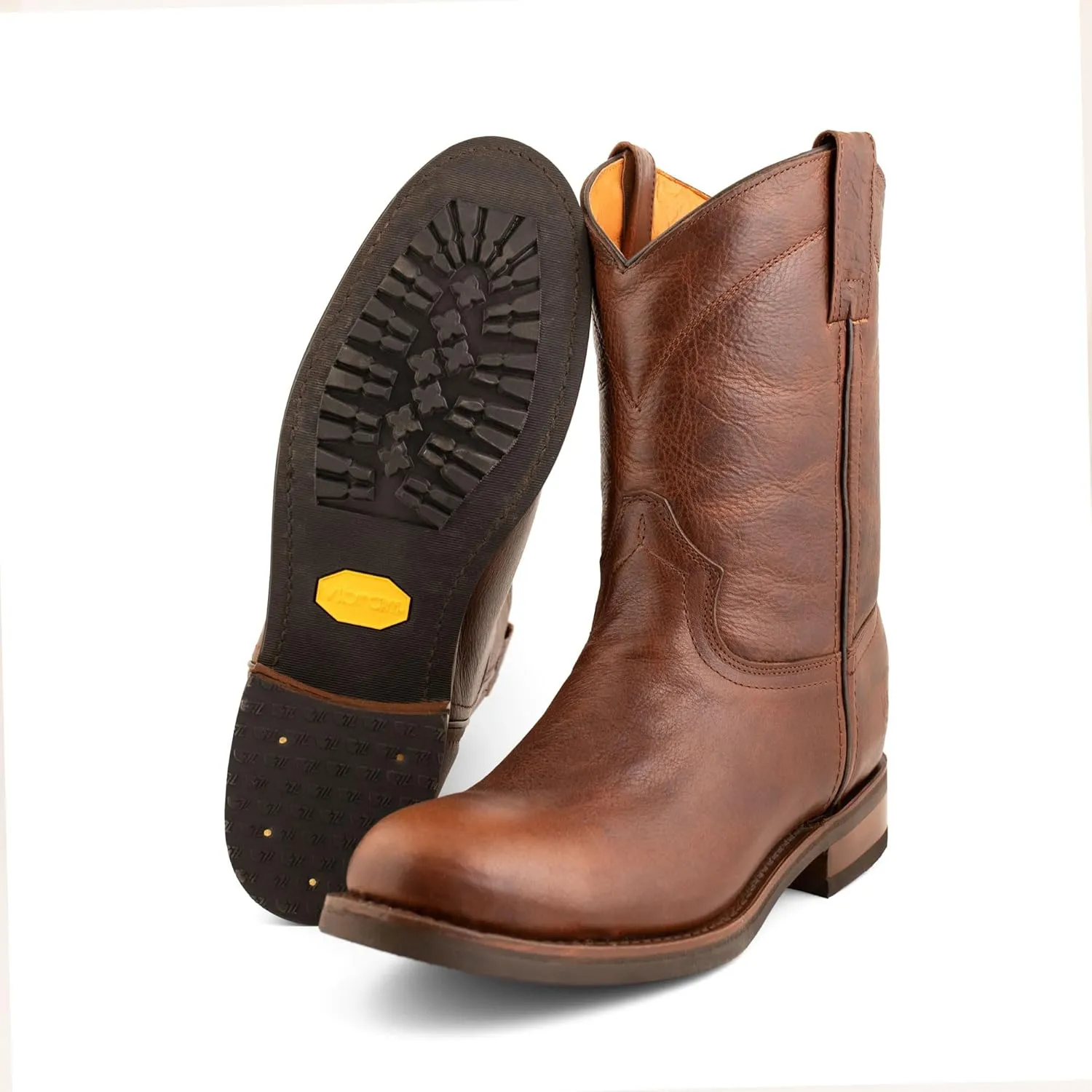Men's Leather Roper Boot with Vibram Sole Oil Resistant Style 1000