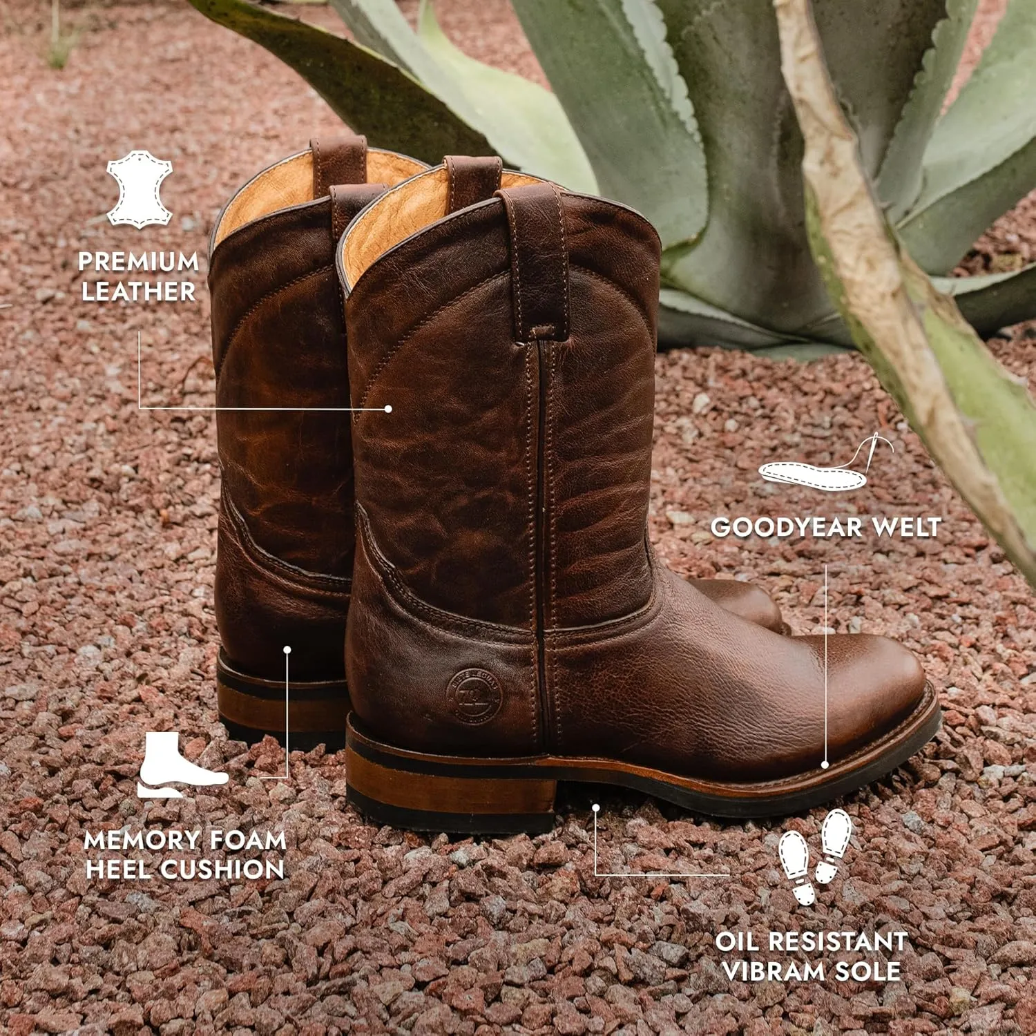 Men's Leather Roper Boot with Vibram Sole Oil Resistant Style 1000