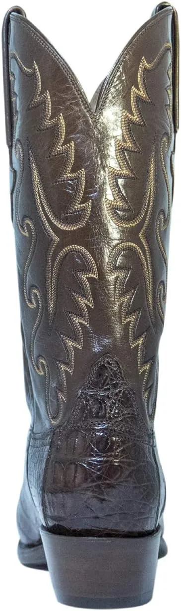 Men's Lucchese Classic Cowboy Boot E2145.54 Chocolate Caiman Ultra Belly Hand-Made Pony Brown