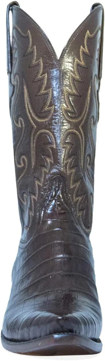 Men's Lucchese Classic Cowboy Boot E2145.54 Chocolate Caiman Ultra Belly Hand-Made Pony Brown