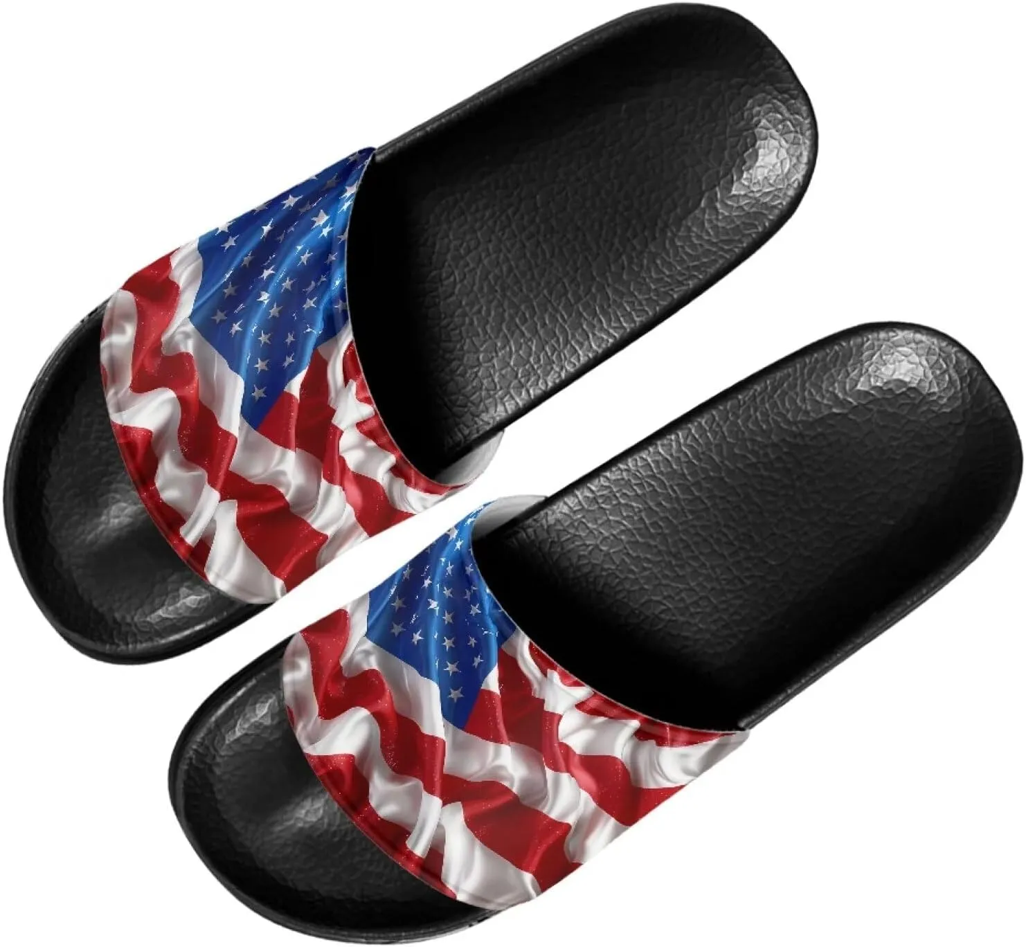 Mens Pillow House Slide Sandals Non-Slip Black Bath Sandals Wide Width EVA Flat Shoes Quick Drying Peep Toe Slippers Beach Dress Shoes