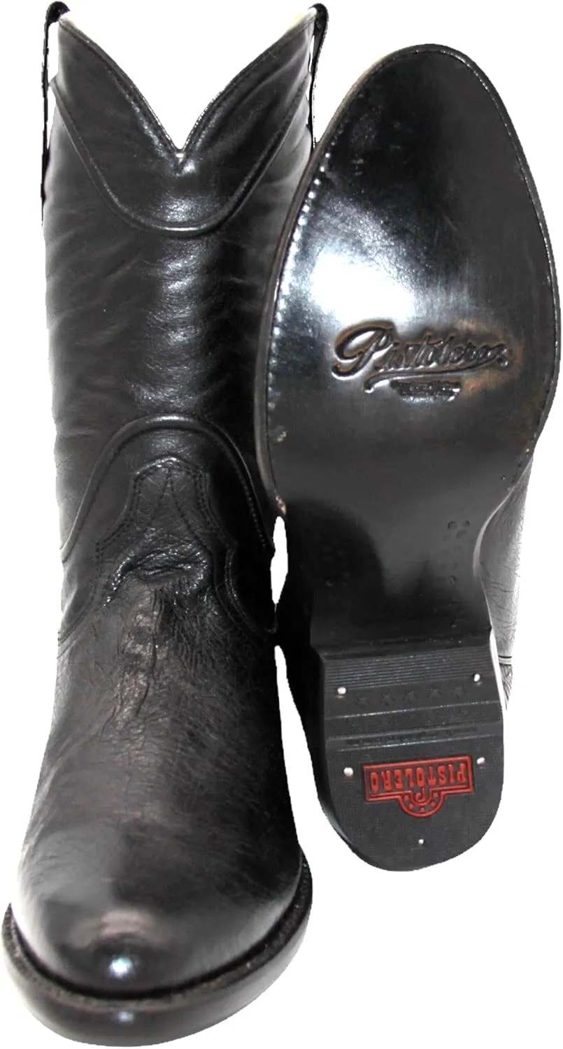 Men's Smooth Genuine Ostrich Leather Black Dress Cowboy Boot