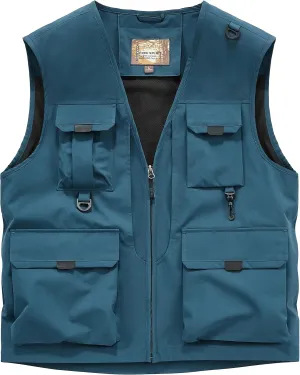 Men's Softshell Fishing Vest Outdoor Lightweight Waistcoat Waterproof Utility Cargo Sleeveless Jacket