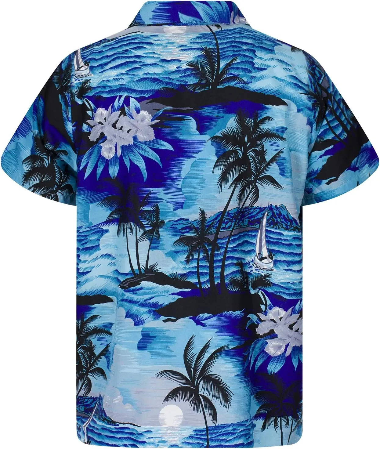 Men's Surfing-Shirt Short-Sleeve Casual-Button-Down Hawaii-Vacation Palms Sunset