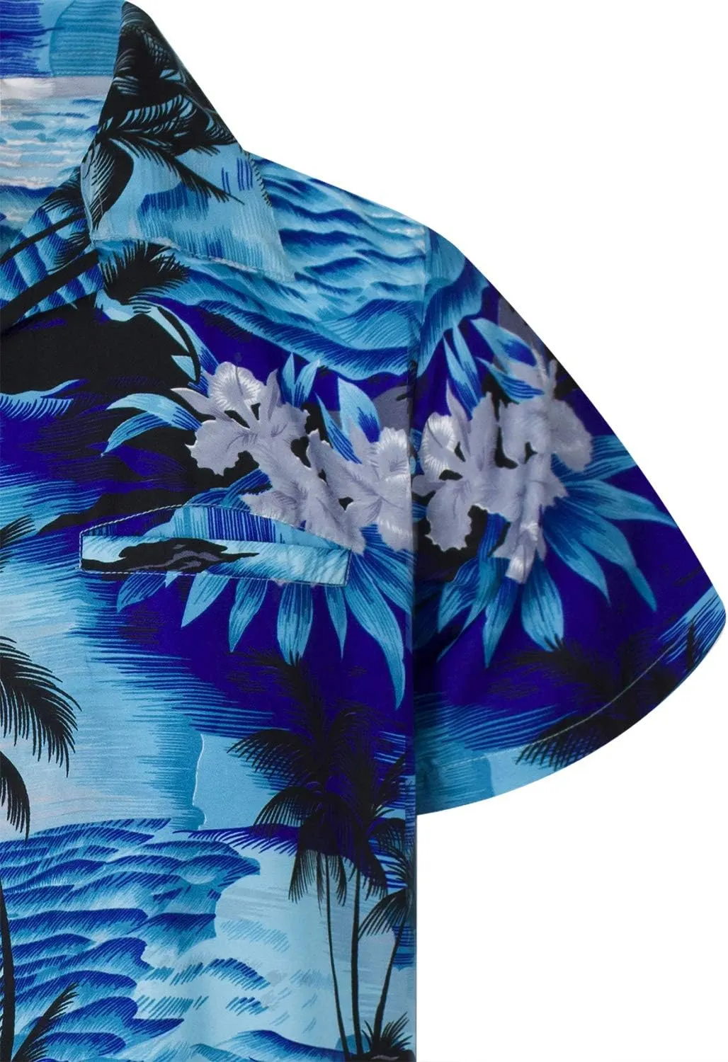 Men's Surfing-Shirt Short-Sleeve Casual-Button-Down Hawaii-Vacation Palms Sunset
