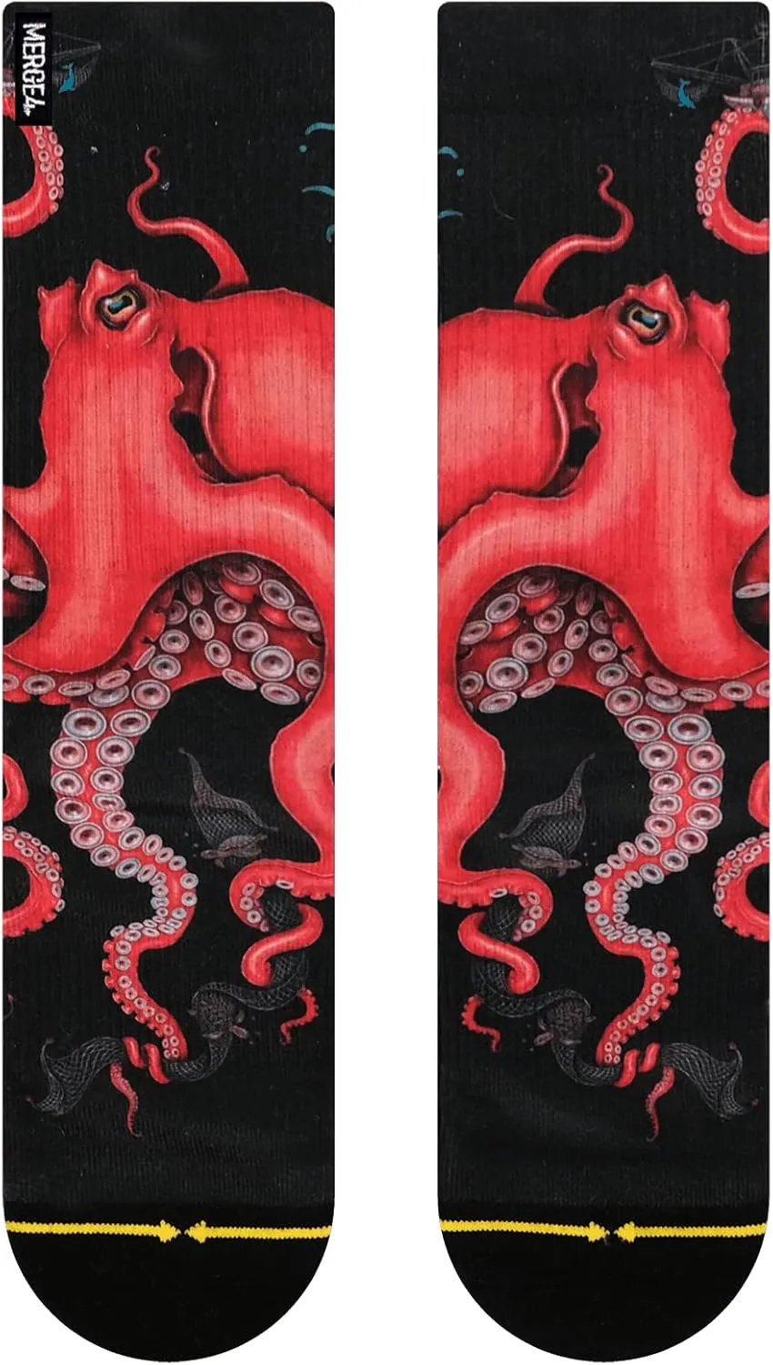 MERGE4 Caia Koopman Octopus Black Red Animal Unisex Artist Crew Sock