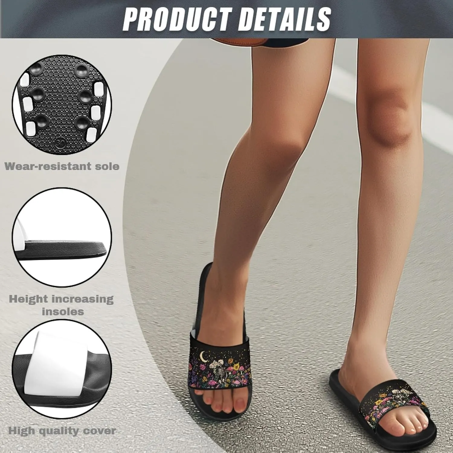 Micoklinlin Slide Sandals for Women Men Cute Rubber Slip-On Flip Flops Fashion Shower Yoga Pool Beach Waterproof Slippers
