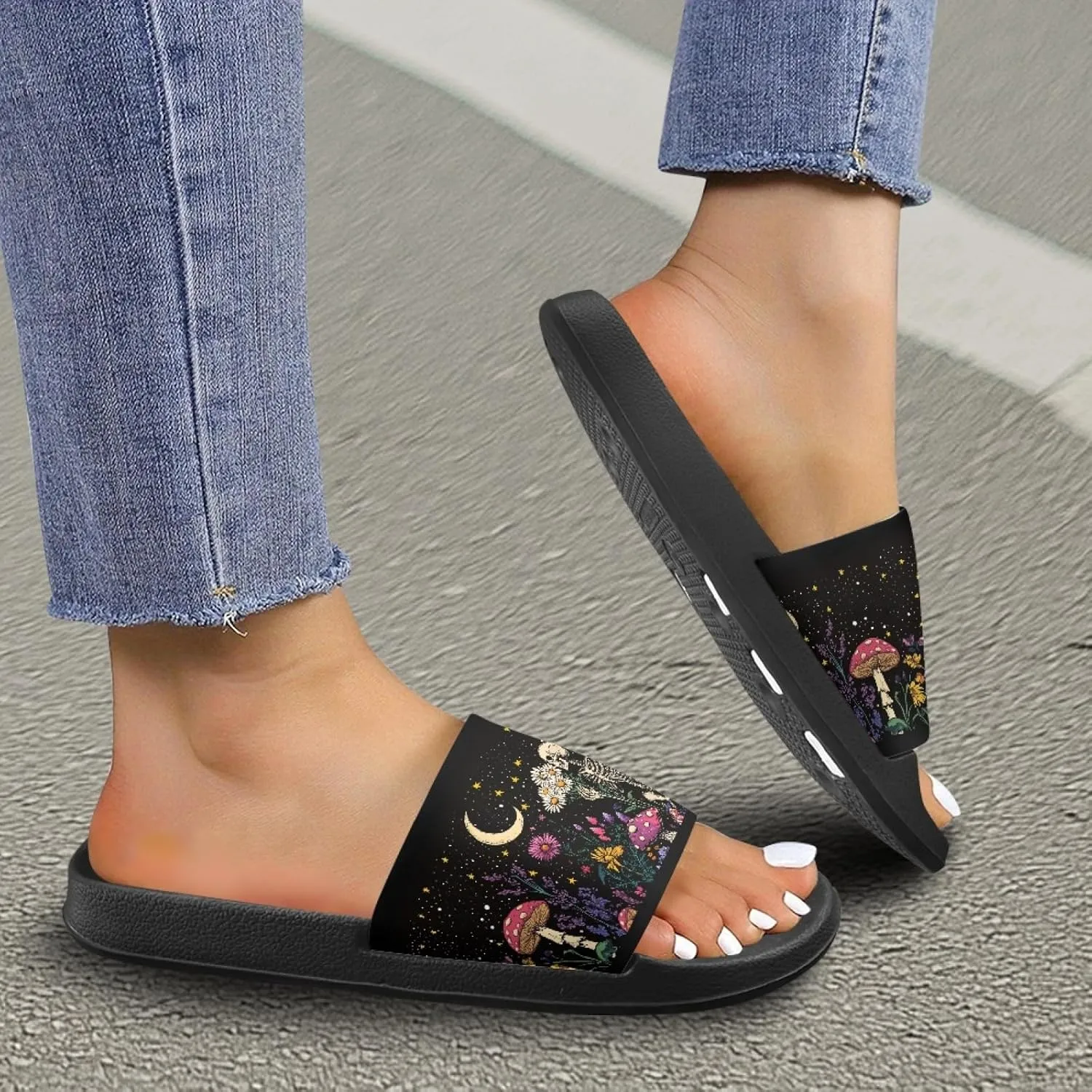Micoklinlin Slide Sandals for Women Men Cute Rubber Slip-On Flip Flops Fashion Shower Yoga Pool Beach Waterproof Slippers