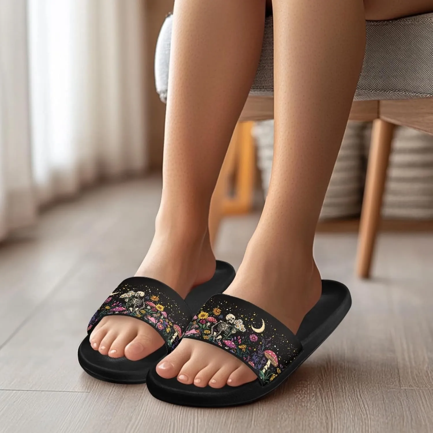 Micoklinlin Slide Sandals for Women Men Cute Rubber Slip-On Flip Flops Fashion Shower Yoga Pool Beach Waterproof Slippers