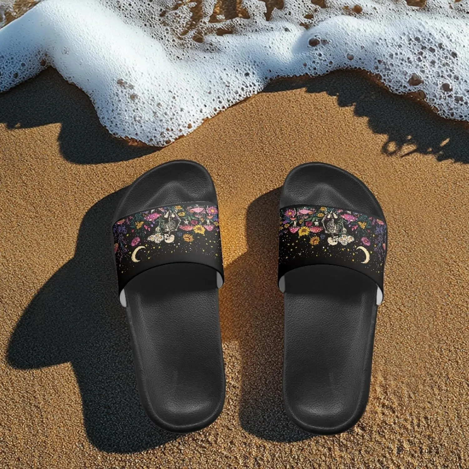 Micoklinlin Slide Sandals for Women Men Cute Rubber Slip-On Flip Flops Fashion Shower Yoga Pool Beach Waterproof Slippers