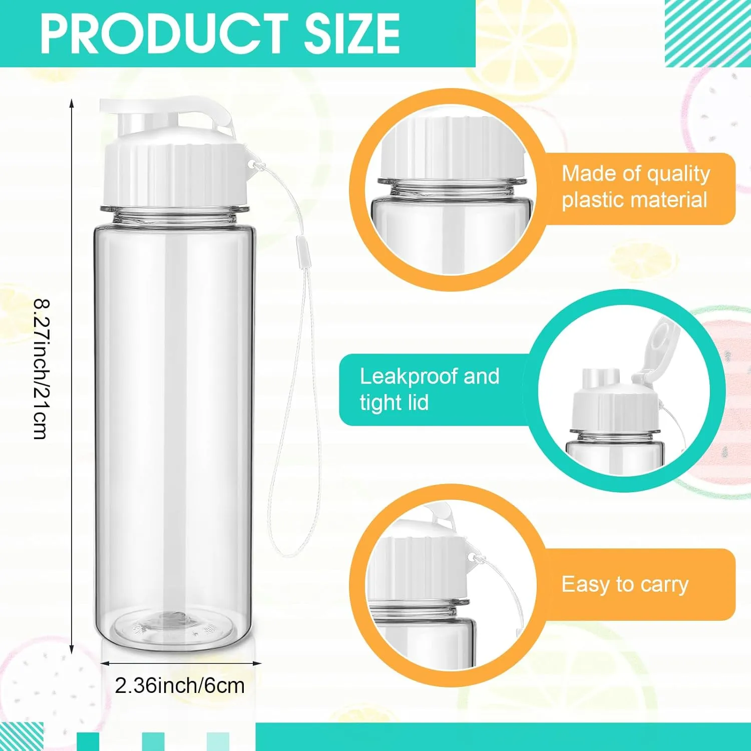 Mifoci 20 Pieces Water Bottle Bulk 17 oz Plastic Water Bottles Bulk Gym Sports Adults Reusable Large Bottles with Leak Proof Flip Top for Party Outdoor(White)