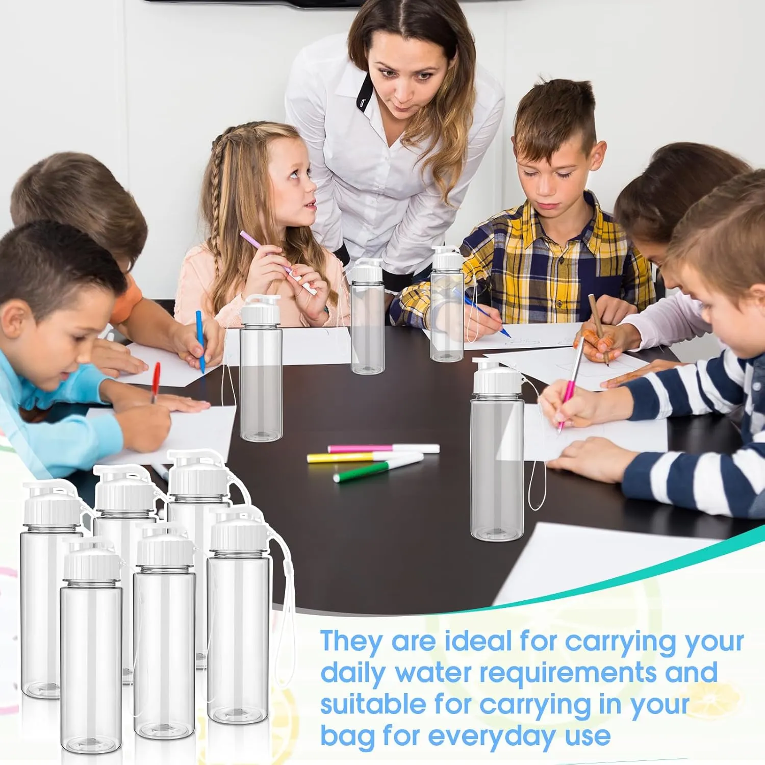 Mifoci 20 Pieces Water Bottle Bulk 17 oz Plastic Water Bottles Bulk Gym Sports Adults Reusable Large Bottles with Leak Proof Flip Top for Party Outdoor(White)