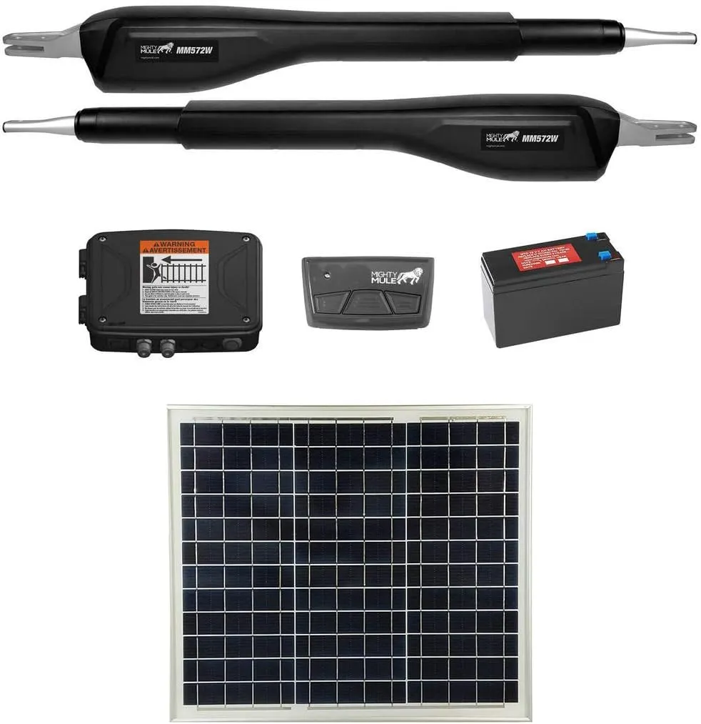 Mighty Mule MM572W Solar Package - Heavy Duty Dual Smart Gate Opener (30 Watt Solar Panel)