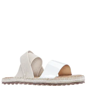 MINX-WHITE PATENT/LINEN