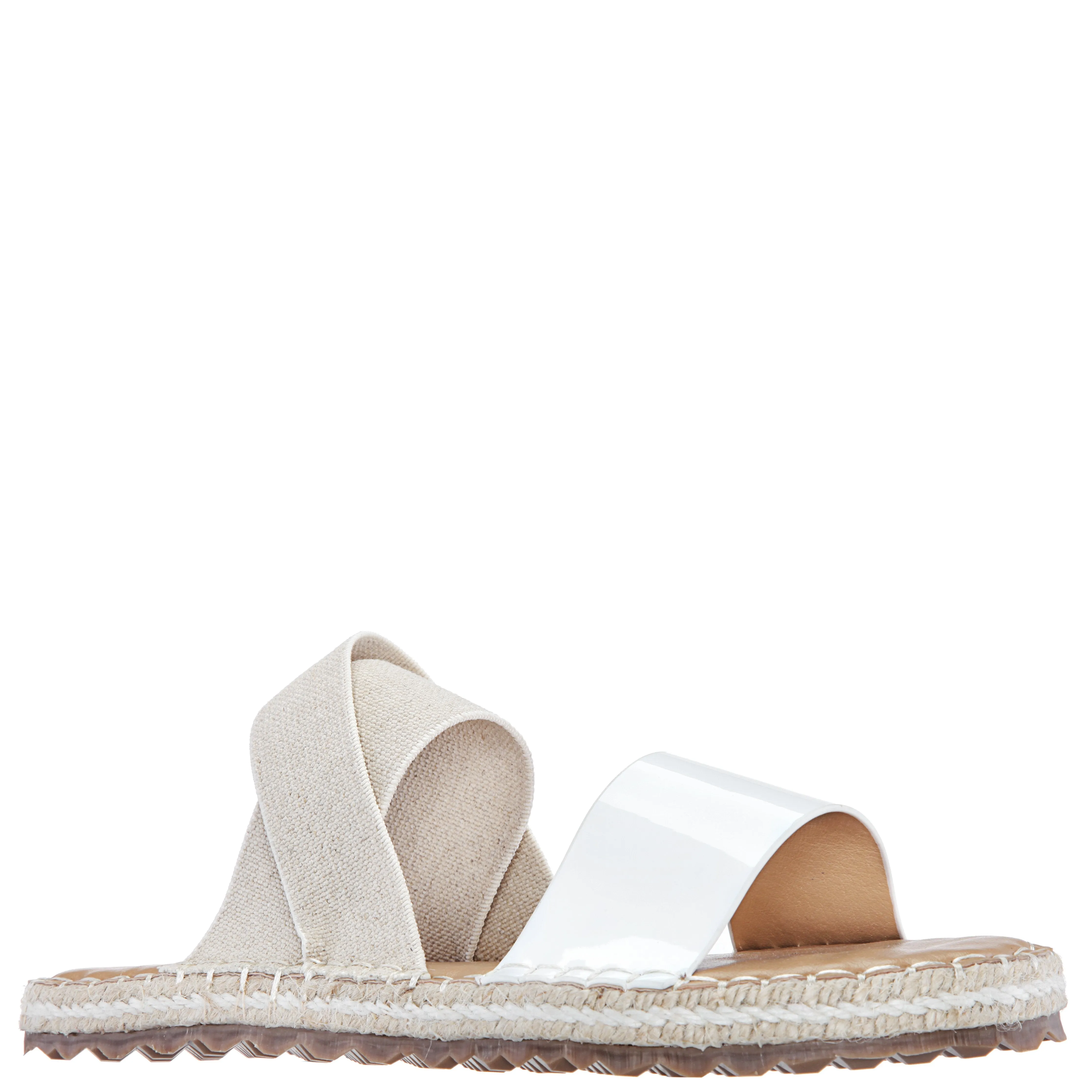 MINX-WHITE PATENT/LINEN