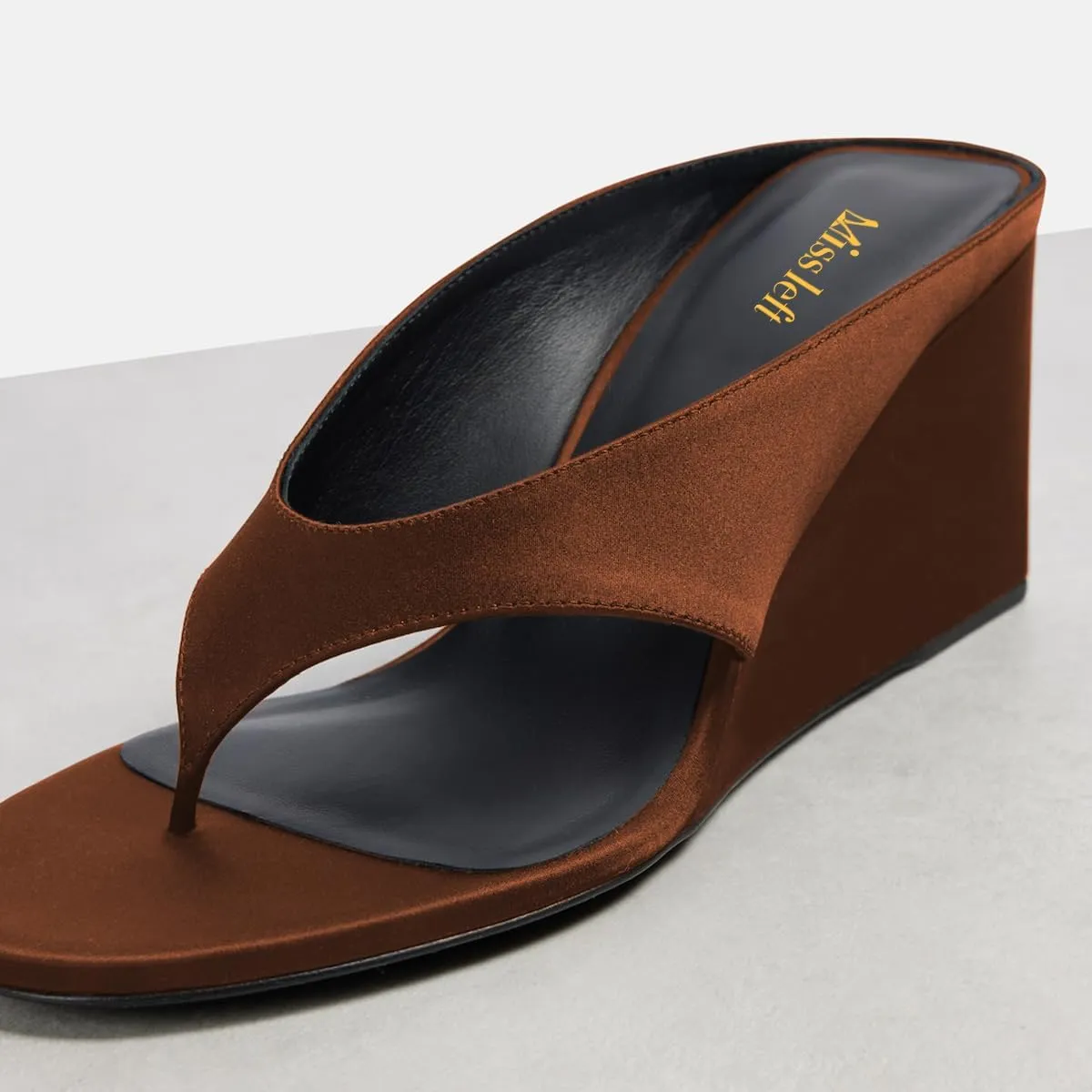 miss left Women Fashion Open Toe Flip Flops Slip on Wedge High Heel Thong Sandals Summer Casual Vacation Daily Wear Mules Size 4-16 US
