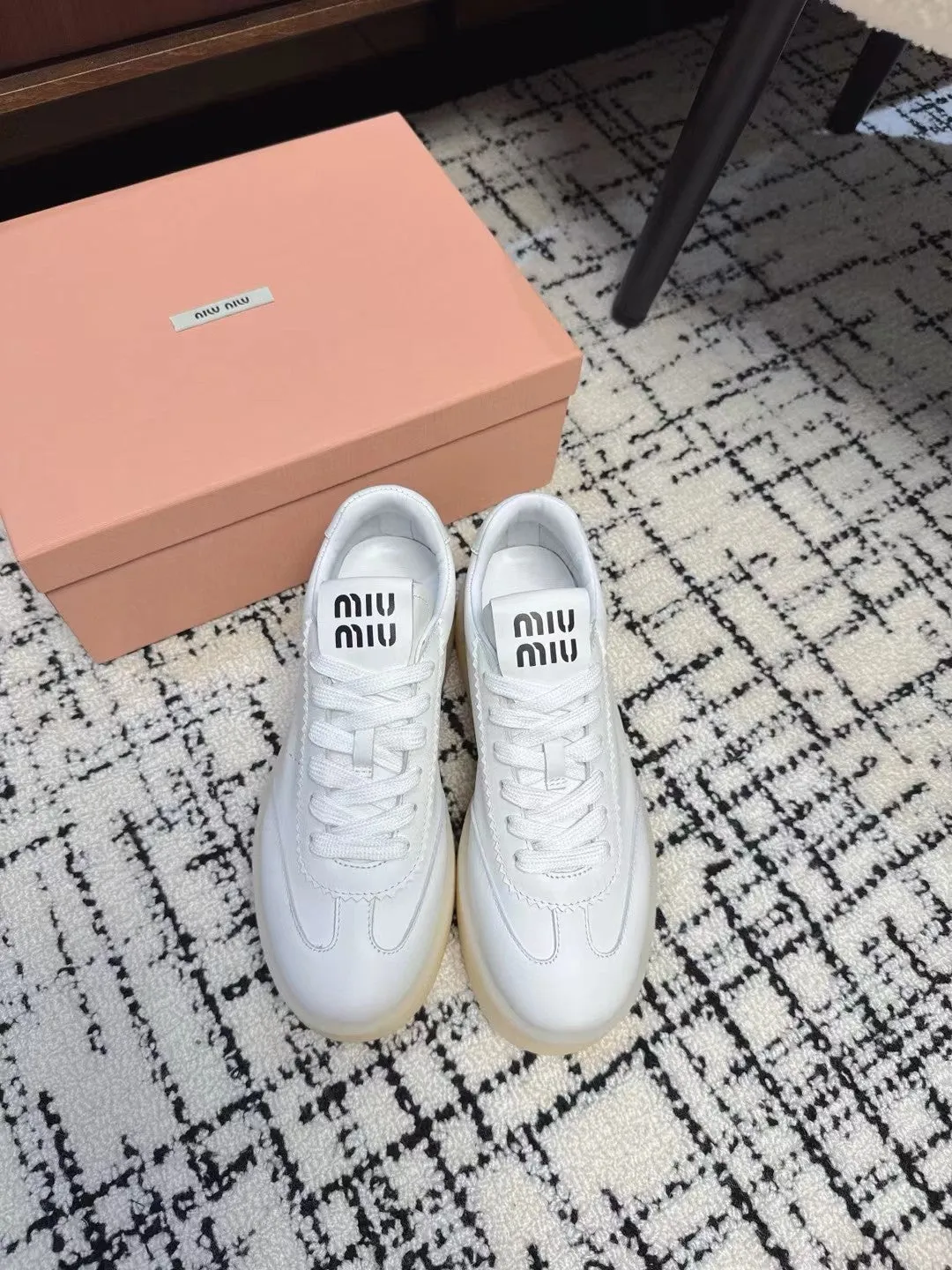 Miu Balance Sneakers White Calfskin