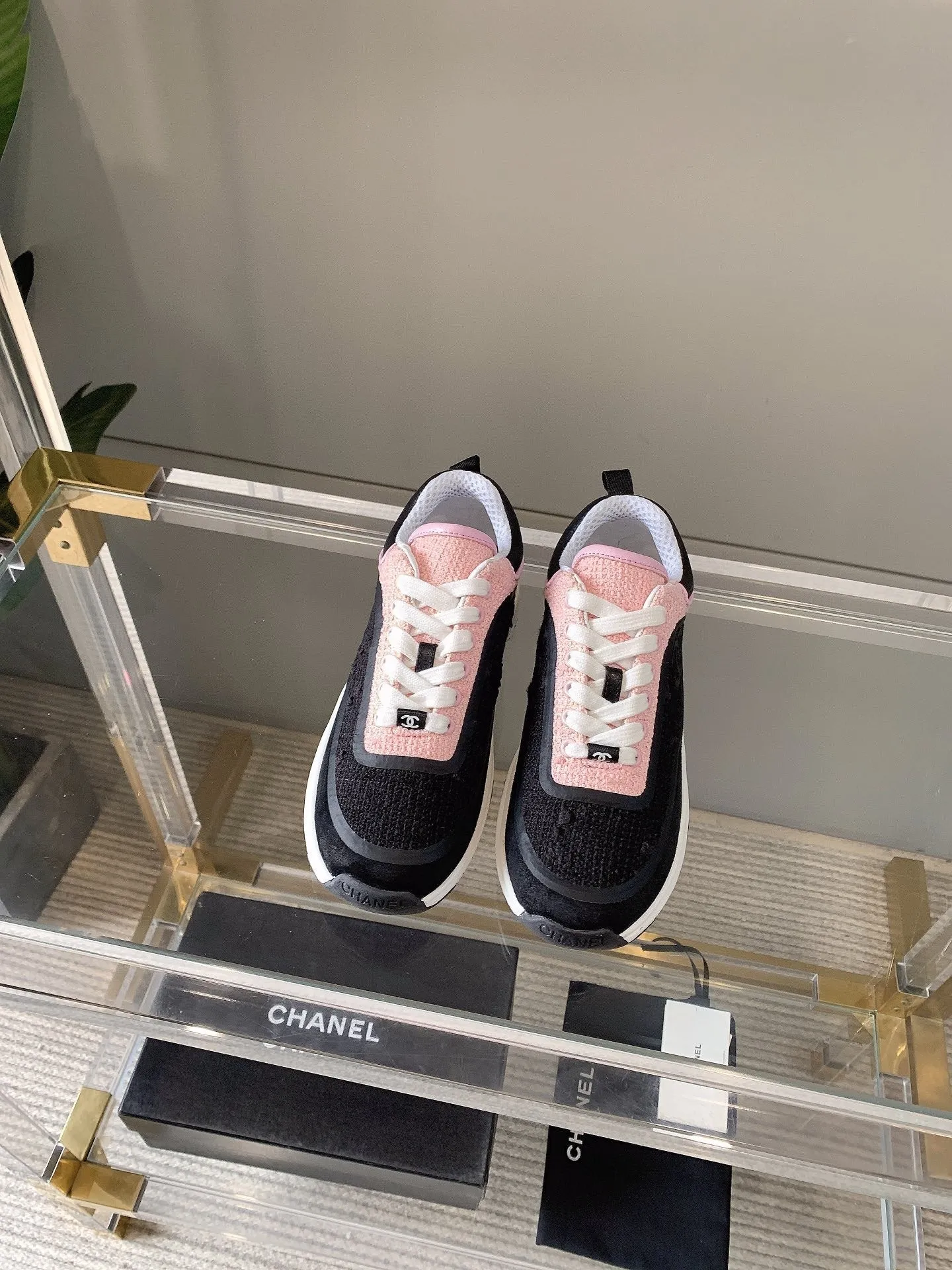 Mix Wool In Pink 145624 Black Full-featured range Sneaker CHANEL Remote-controlled