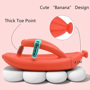MOLERFO Unisex Banana Flip Flops for Women Men Cloud Slides Sandals Pillow Non Slip Slippers Bathroom Shower Summer Pool Beach Creative Fruit Shoes