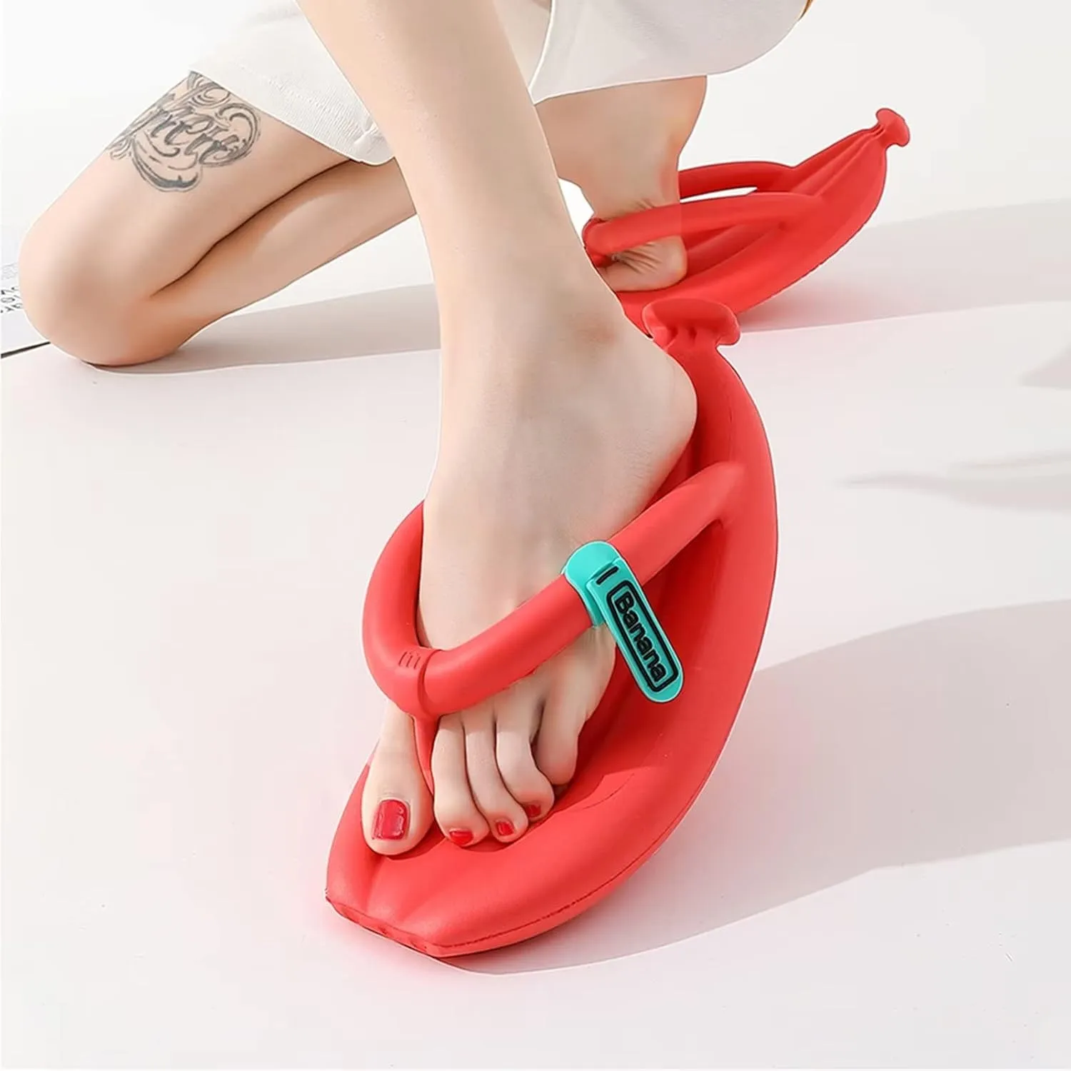 MOLERFO Unisex Banana Flip Flops for Women Men Cloud Slides Sandals Pillow Non Slip Slippers Bathroom Shower Summer Pool Beach Creative Fruit Shoes
