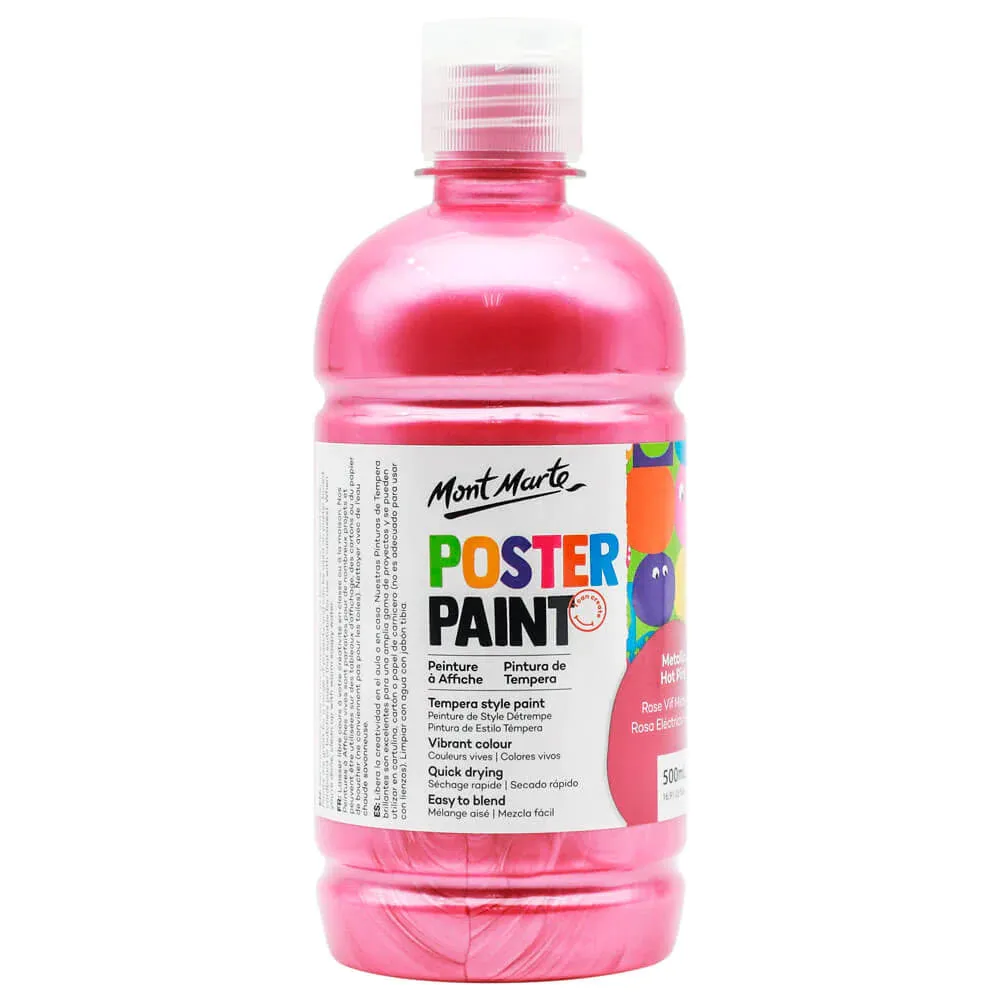 Mont Marte Poster Paint 500ml Metallic Hot Pink