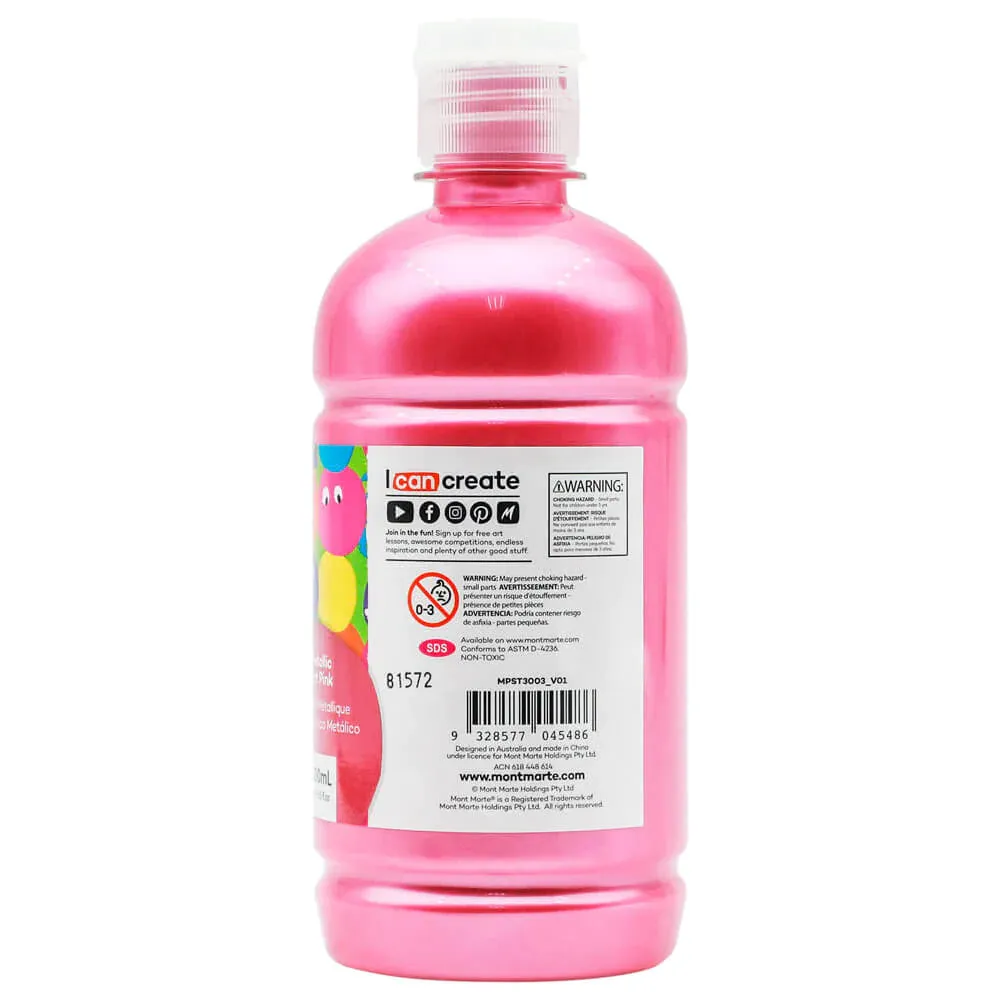 Mont Marte Poster Paint 500ml Metallic Hot Pink