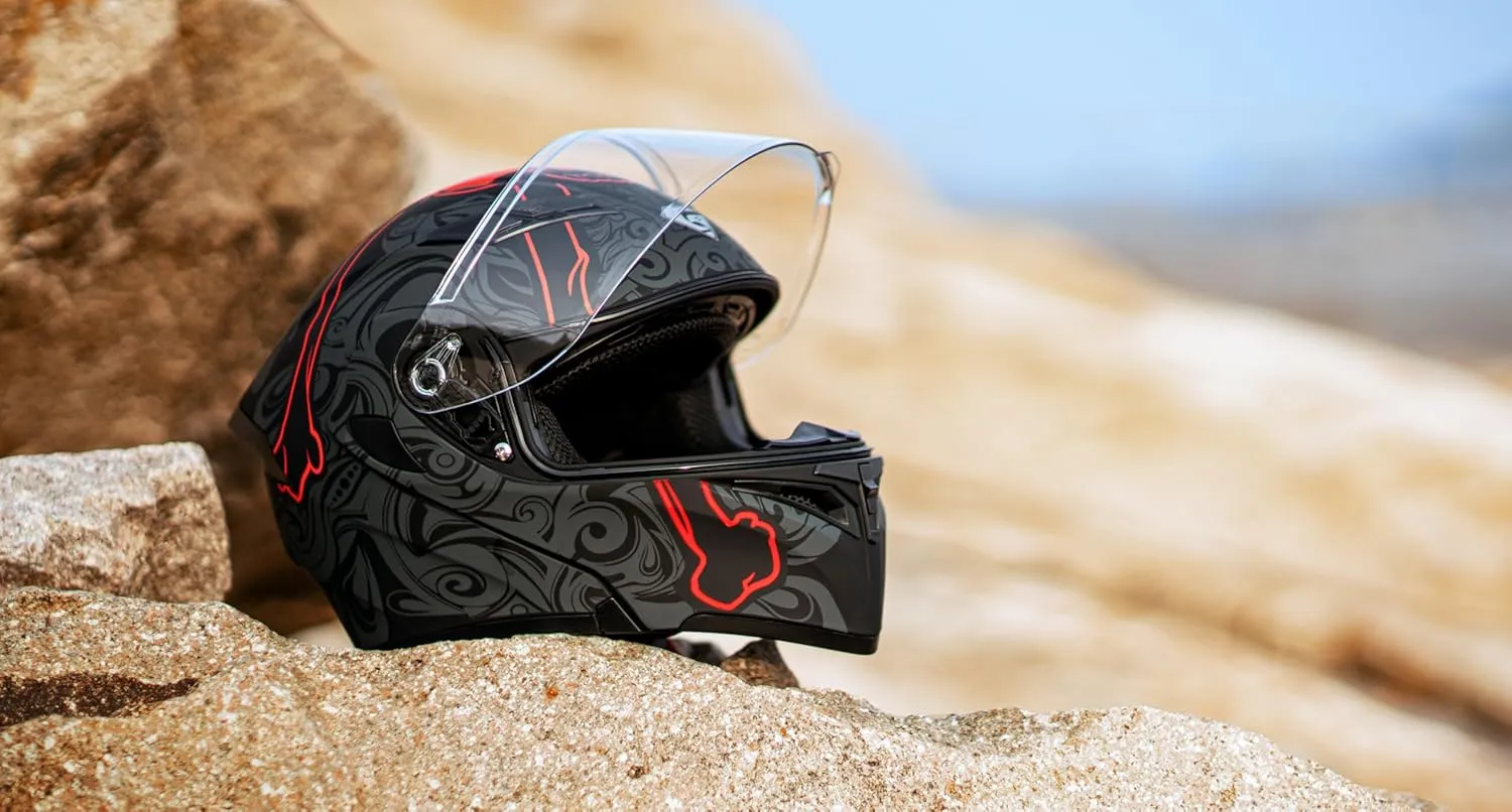 Motorcycle Dual Visor Flip up Modular Full Face Helmet with DOT Certification of Impressionism