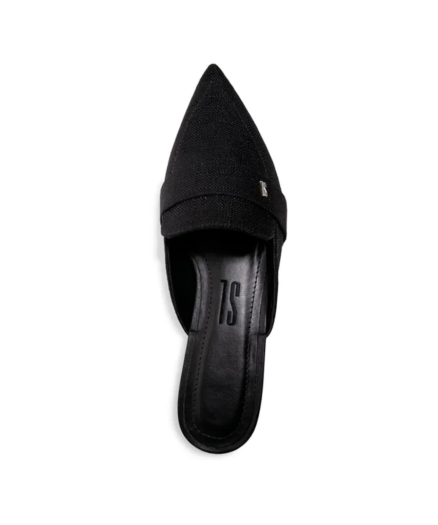 Mule Santa Lolla Preto Linho Bico Fino