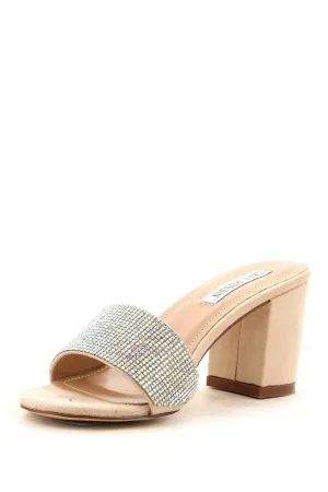 Mule Suede Rhinestone Vegan Robbin Cape Thick Eye-catching Sandals Custom design Carrie-38 Slide Heel Teal