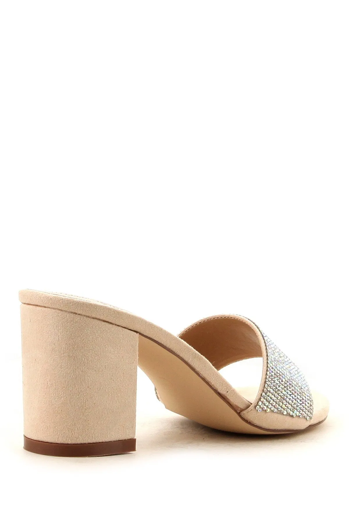 Mule Suede Rhinestone Vegan Robbin Cape Thick Eye-catching Sandals Custom design Carrie-38 Slide Heel Teal